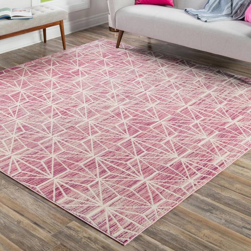 Contemporary Richye Collection Area Rug - Pink - 7'10" Square