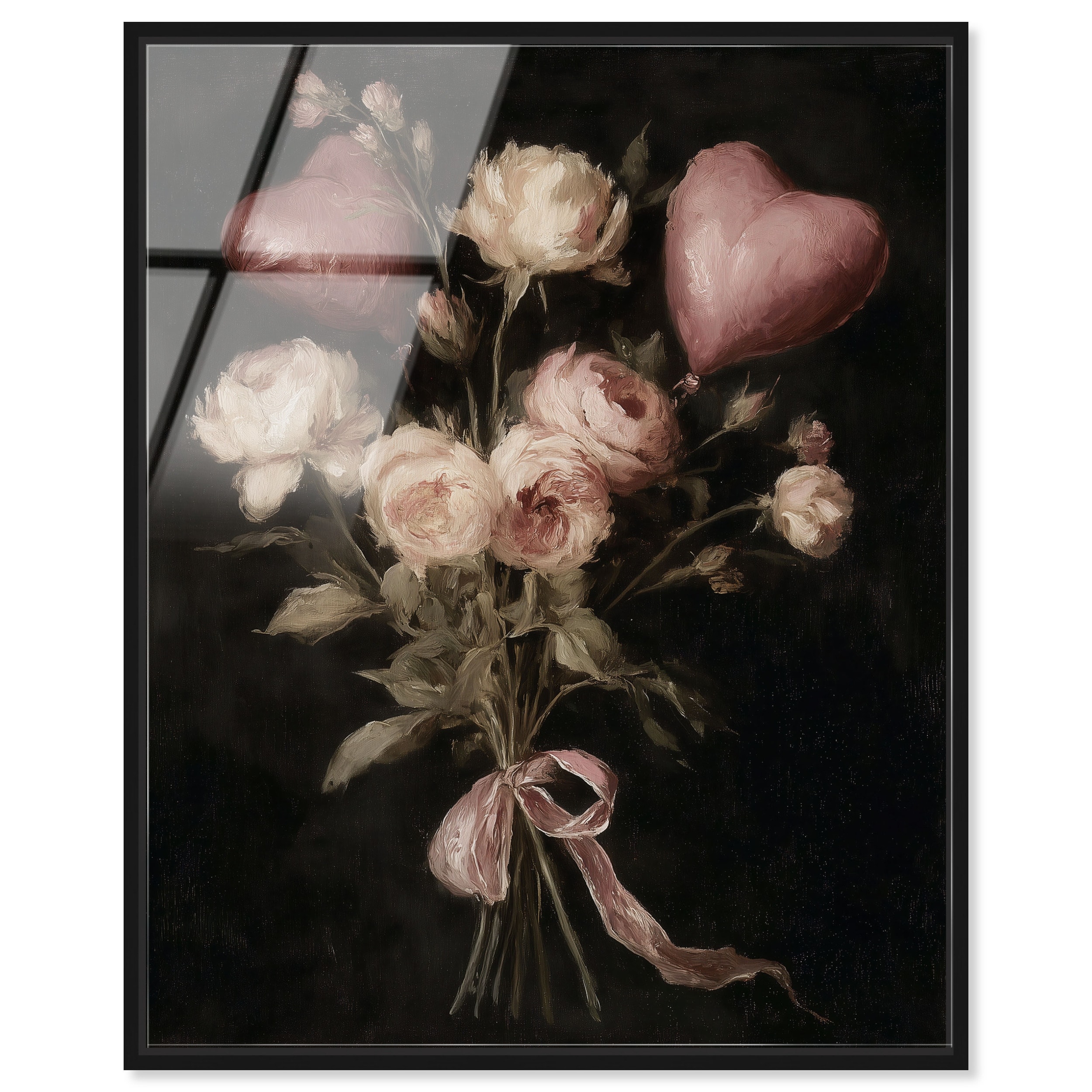 Velvet Hearts Dark Floral Wall Art Acrylic Print by Art Remedy