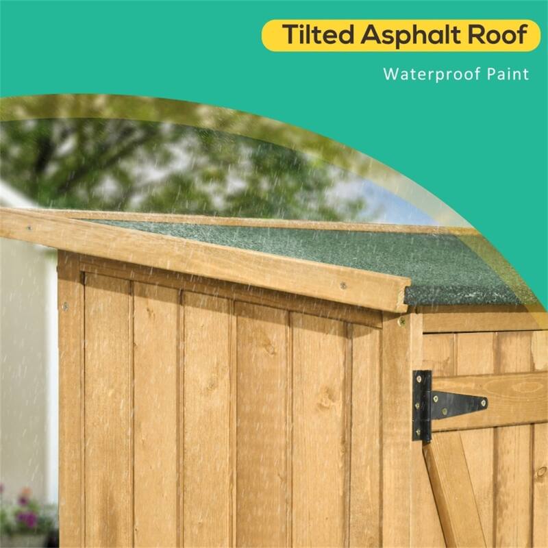 Outdoor Garden Storage Shed with Fir Wood, Double Lock Doors - 55" L x 19.75" D x 63.75" H