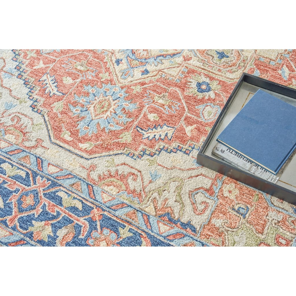 Exquisite Rugs Richmond Serapi Handmade Hand-tufted New Zealand Wool on Canvas Red/Blue Area Rug