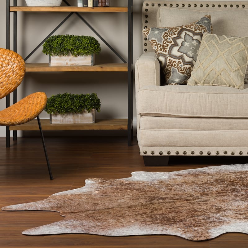 Addison Rugs Cheyenne Colorful Cowhide Print Non-Skid Area Rug