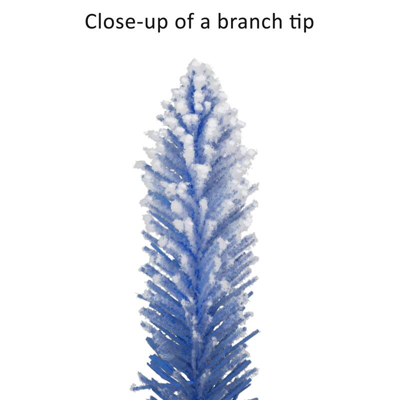 Puleo International 4 ft. Pre-Lit Flocked Blue Artificial Alpine Pencil Tree
