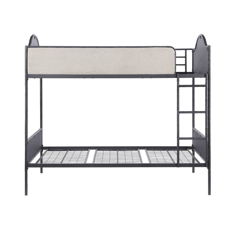 Furniture of America Orven Modern Black Metal Twin over Twin Bunk Bed with Reversible Ladder