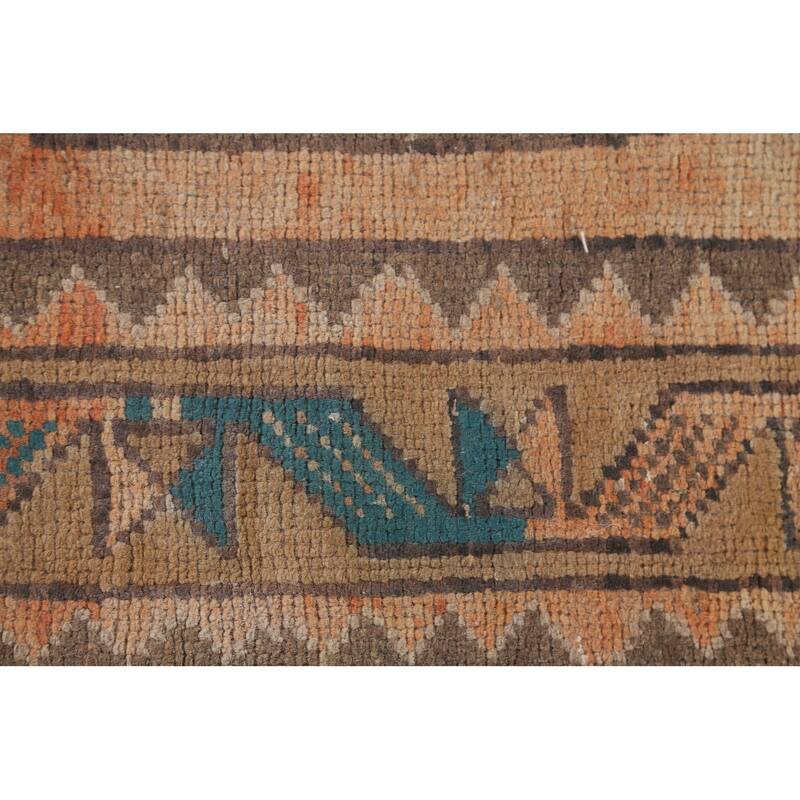 Ardebil Persian Vintage Runner Rug Handmade Wool Carpet - 3'0"x 10'0"