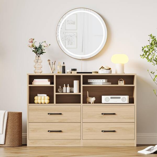 47" Wide Long Dressers Organizer for Bedroom,4 Drawers Dresser with 6 Open  Cubbies - Bed Bath & Beyond - 42749673