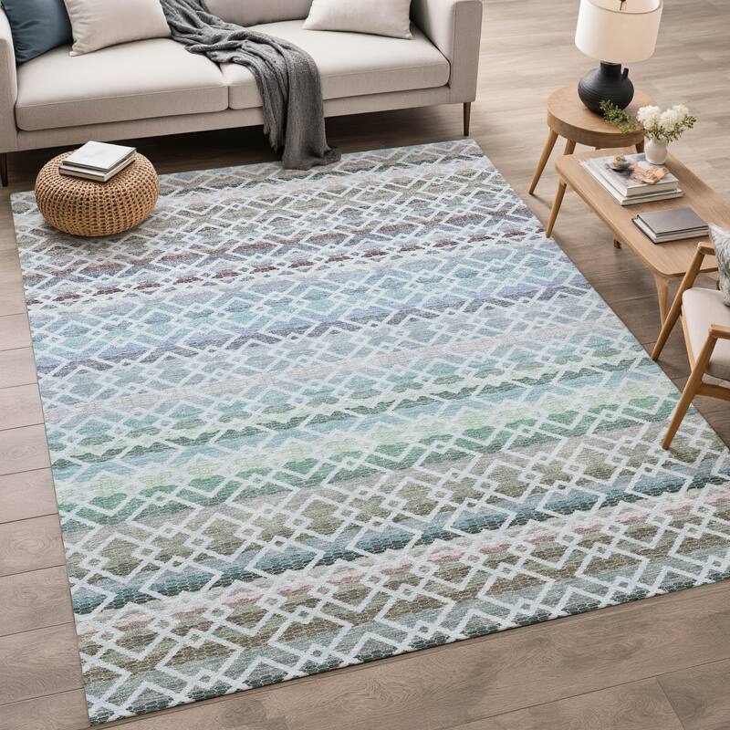 Machine Washable Indoor/ Outdoor Cabo Stripe Chantille Rug