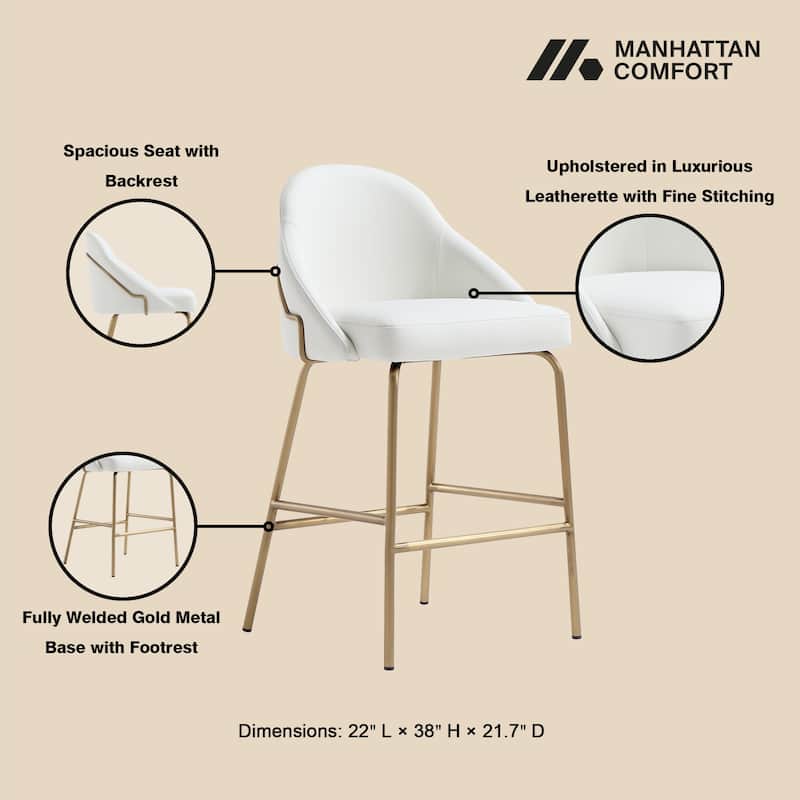 Manhattan Comfort Gracie Leatherette Counter Bar Stoool with Steel Legs