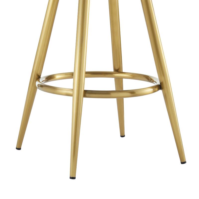 Justy Swivel Counter Stool Chair, Gold Steel Frame, Silver Polyester