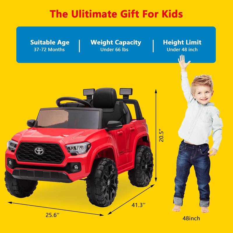 Officially Licensed Toyota Tacoma 12V Kids Ride-On Car with Parent Remote Control