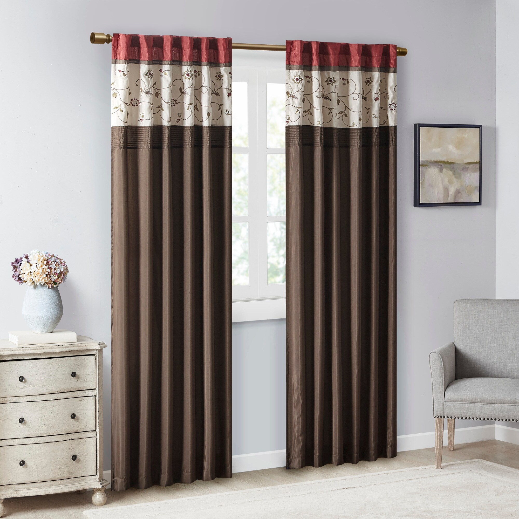 Madison Park Belle Embroidered Window Curtain Panel - Overstock - 10083067
