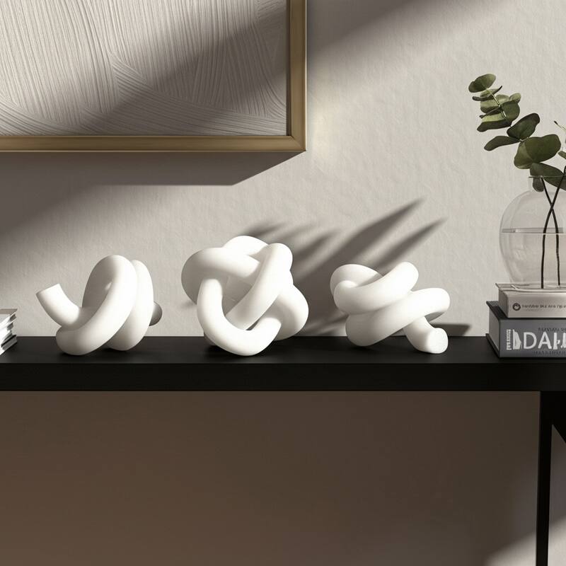 Polyresin Decorative Knot Figurine Home Decor (Set of 3) - 3/4" White - 4.5" x 4" x 3.75" - White - 4.5" x 4" x 3.75"