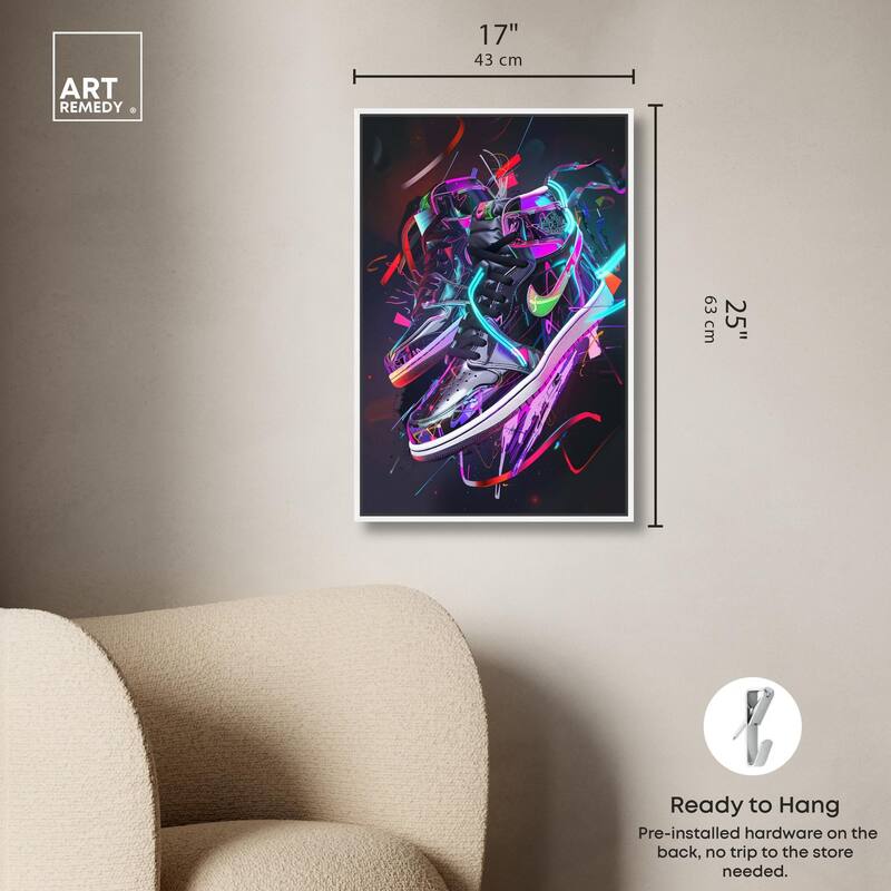 Neon Ribbons Sneakers Canvas by Art Remedy