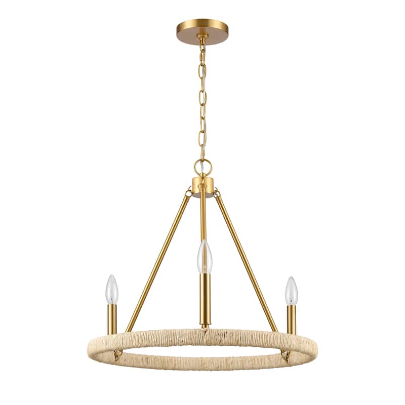 Elk Home Abaca Brushed Gold Finish 3 Light Chandelier