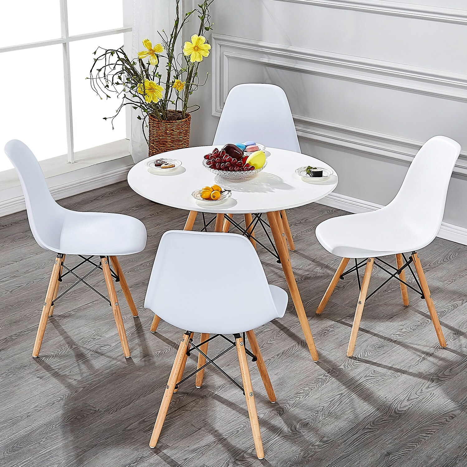 Shop Home Kitchen Dining Chairs Wood Leg Side Chairs Set Of 4
