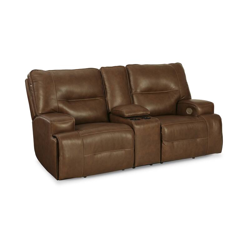 Signature Design by Ashley Francesca Auburn Power Reclining Loveseat with Console and Adjustable Headrest - 82"W x 41"D x 42"H