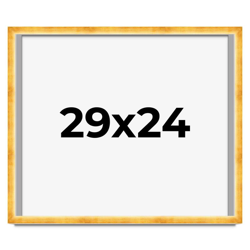 29x24 Shadow Box Frame Gold | 1.625 Inches Deep Real Wood Traditional
