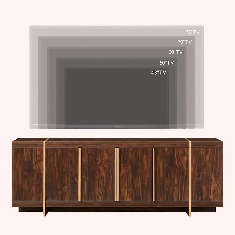 Modern 70" TV Stand, Entertainment Center, Handle-Free Hidden Design