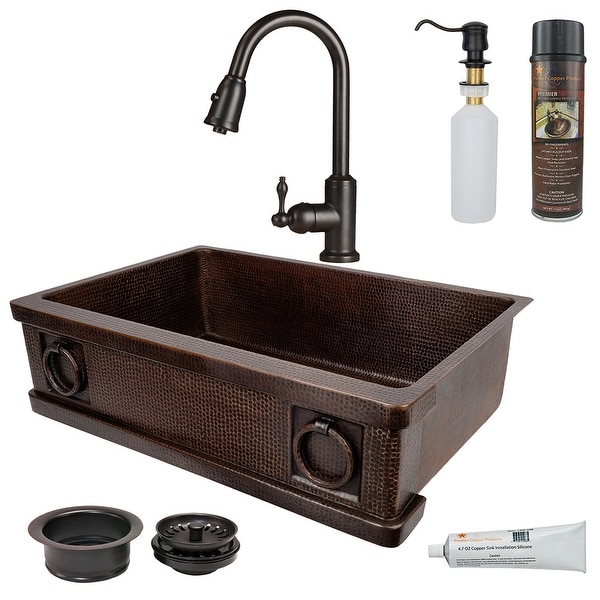 Premier Copper Products KSP2_KASDB33229R Kitchen Sink, Pull Down Faucet and Accessories Package. Opens flyout.