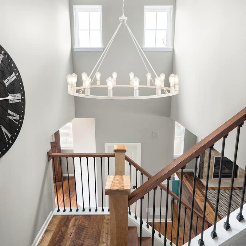 16-Light Farmhouse Chandelier , 47.24 In Wagon Wheel Chandelier for Dining Room Living Room Bedroom Kitchen