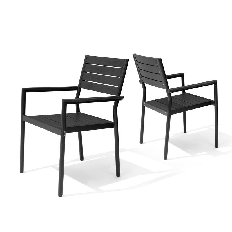 VredHom Outdoor Aluminum Stackable Dining Chairs with Armrest