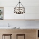 preview thumbnail 3 of 34, 4-Light Circle Hanging Candlestick Linear Foyer Chandelier Lighting Fixture for Dining Room Kitchen Island