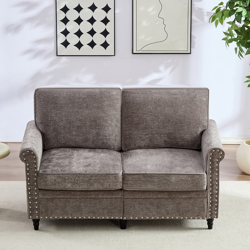 Mixoy 53.9''Chenille Living Room Sofa,Modern 2-Seater Sofa Couch,Loveseat Sofa with Unique Riveted Look
