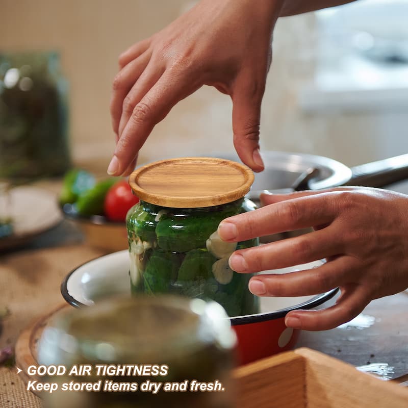 Regular Mouth Mason Jar Lids Wooden Storage Canning Jar Lids Bamboo Lid 6PCS - Wooden Brown - Regular (Diameter-72mm)