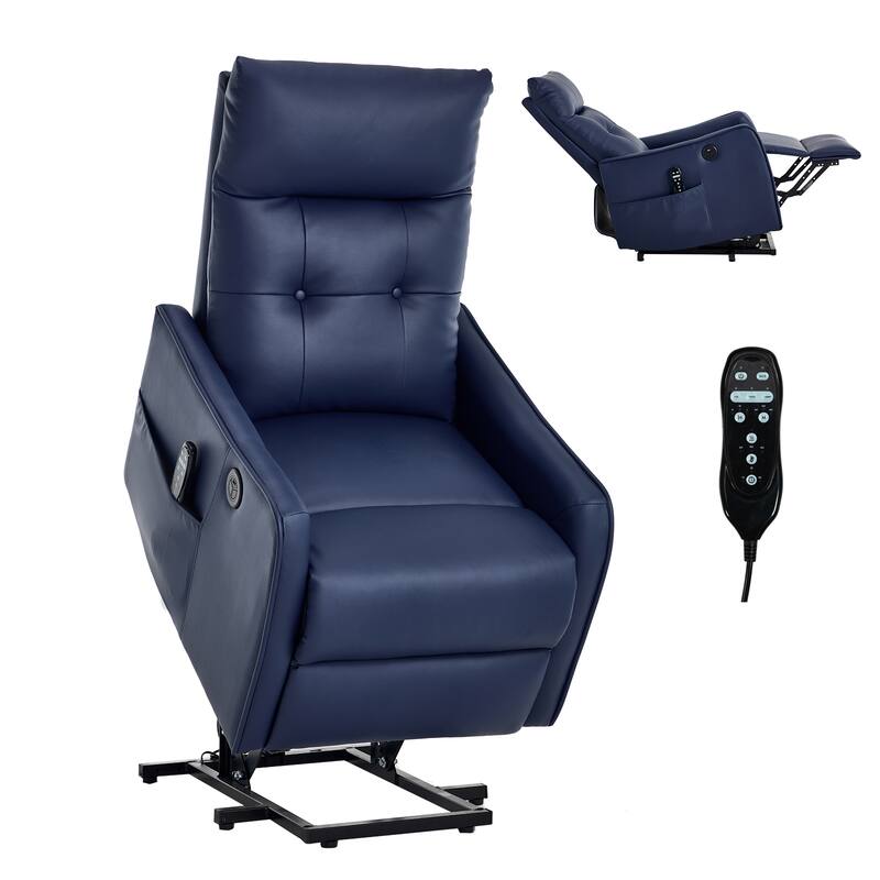 Power Lift Recliner Chair with Massage & Heat, PU Leather Single Motor Heavy Duty Recliner Chair, Lounge Chair with USB Port