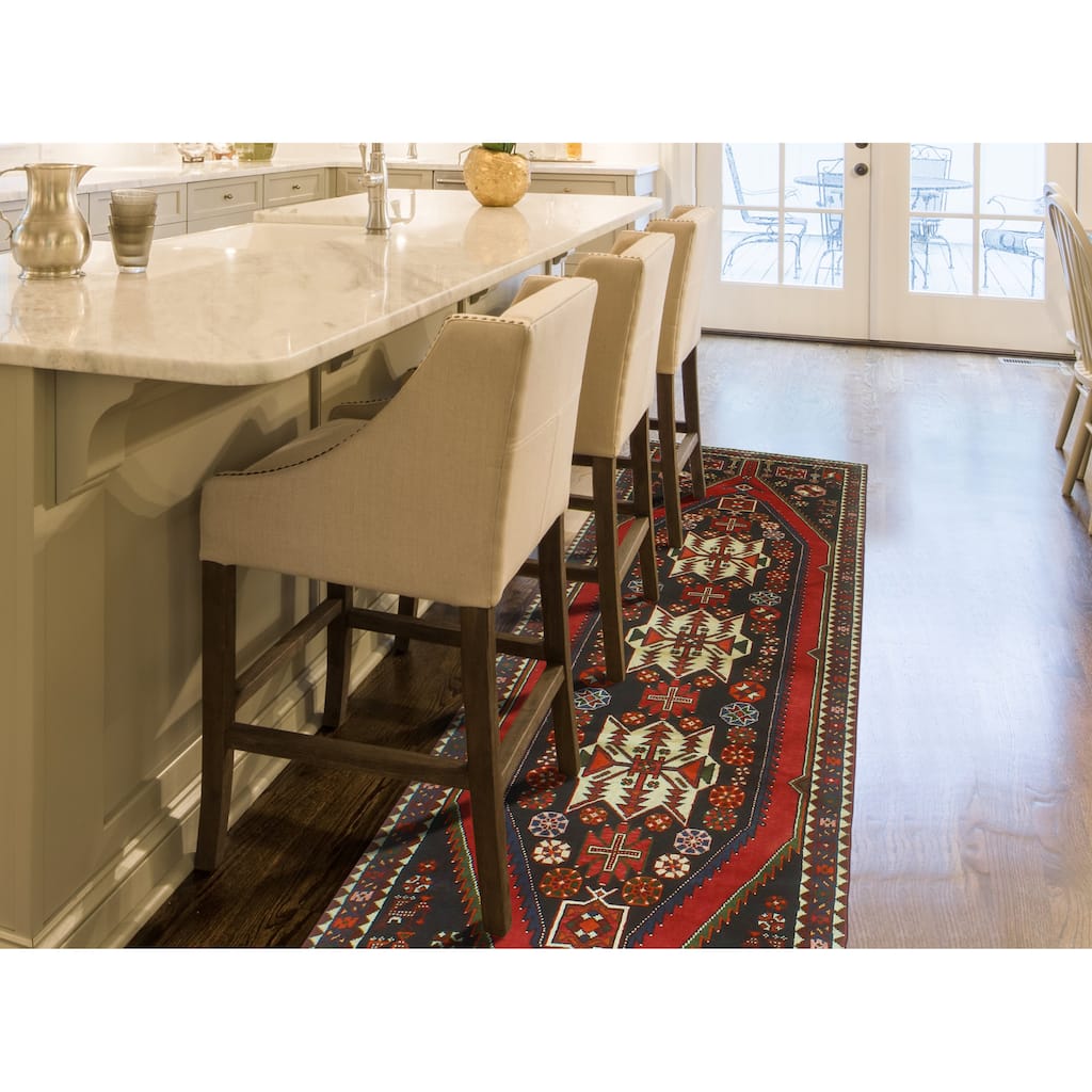 Fine Vintage Distressed Brendan Charcoal/Red Runner - 3'6" x 9'7"