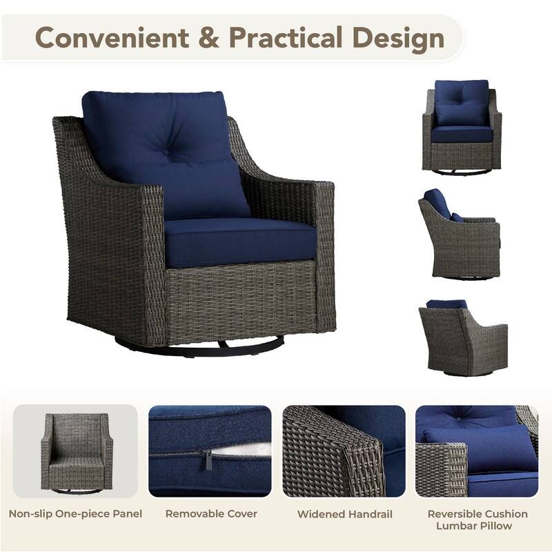 Murphy Outdoor Wicker Patio Furniture Swivel Glider Chair