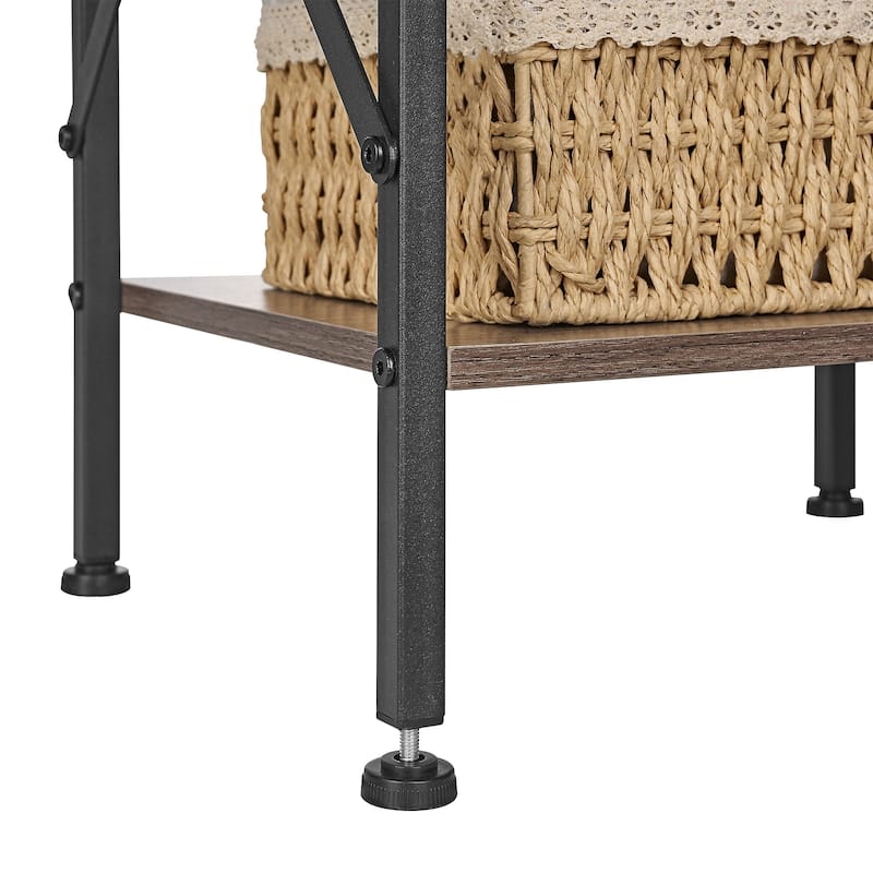 Javlergo 2 Pack X Frame Nightstand with Removable Fabric Drawer Easy to Clean Multifunctional End Table with Open Shelf