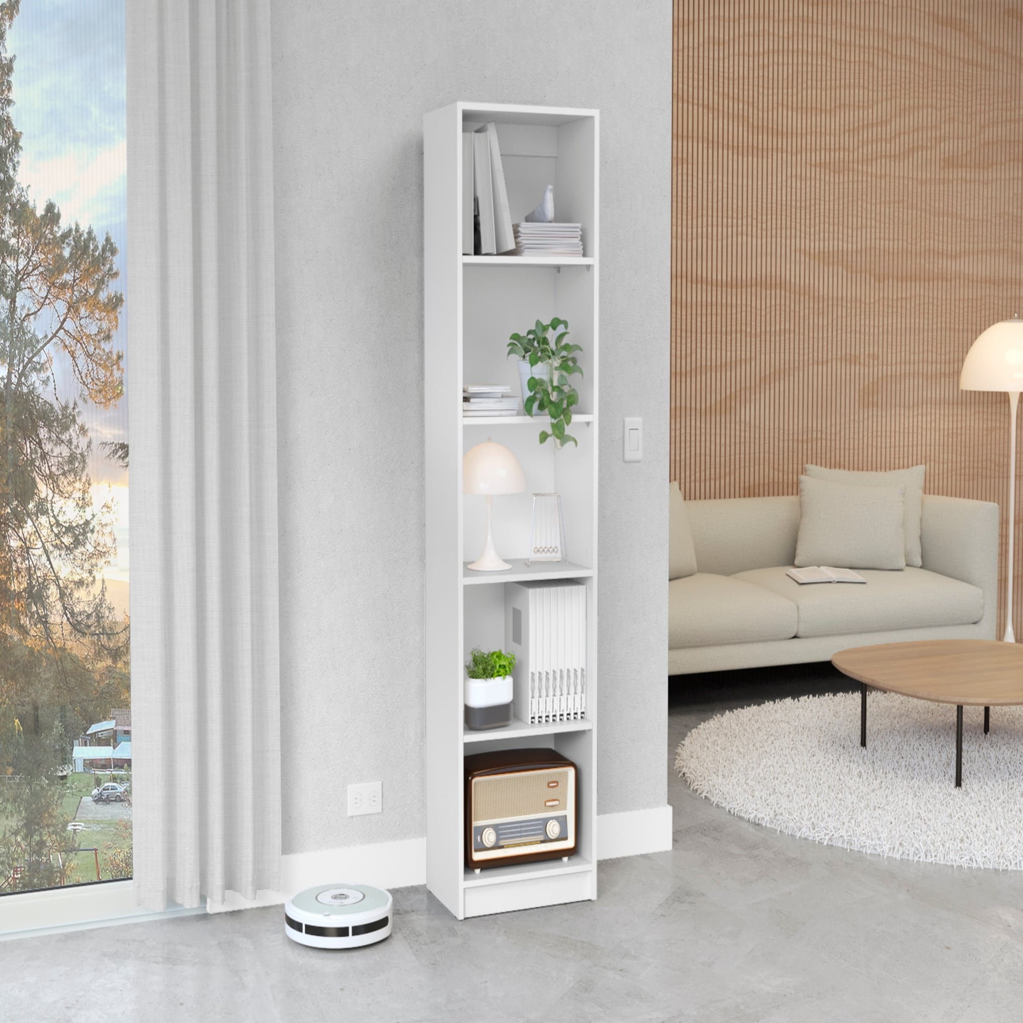 Compact Bookshelf with Five Spacious Shelves