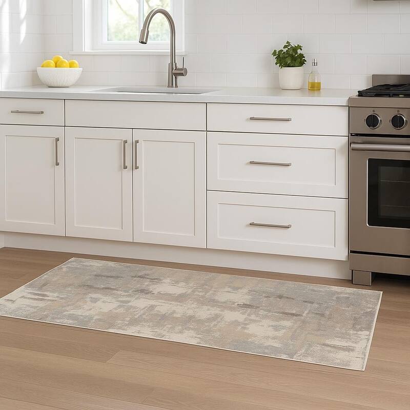 HomeRoots Abstract Modern Runner Area Rug - 96.00 in. x 29.00 in. x 0.26 in. - 96.00 in. x 29.00 in.  x 0.26 in.