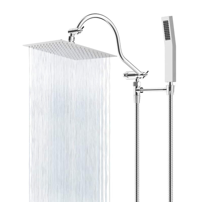 Metal 12" High Pressure Rain Shower Head with Handheld Shower Combo