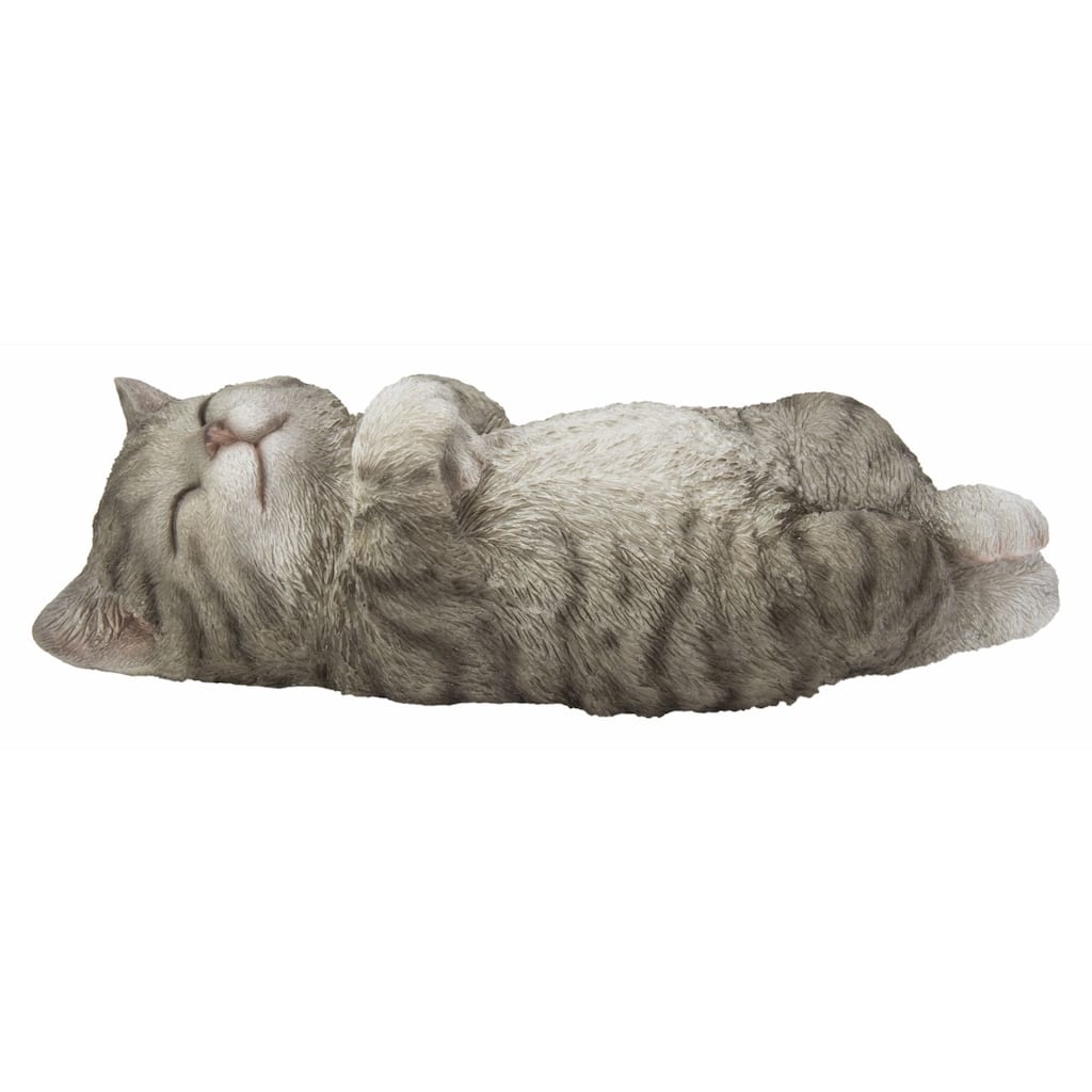 Sleeping Tabby Kitten Outdoor Garden Statue - 7.75"