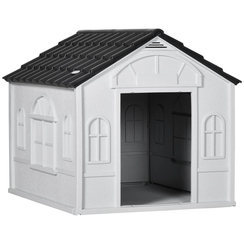 Dog House Water Resistant Dog Shelter Dog Kennel with Door and Window Decor for Medium and Small Dogs