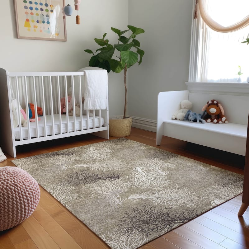 Premium Washable Super Soft Coastal Coral Mayfield Rug - Latte - 9' x 12' - Rectangle