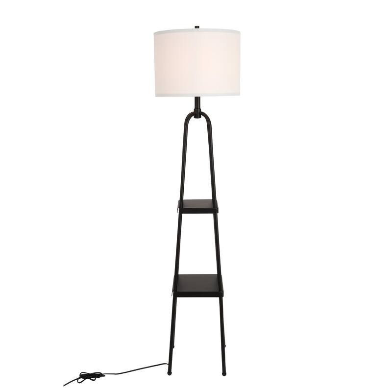 Matte Black Metal Floor Lamp with shelves