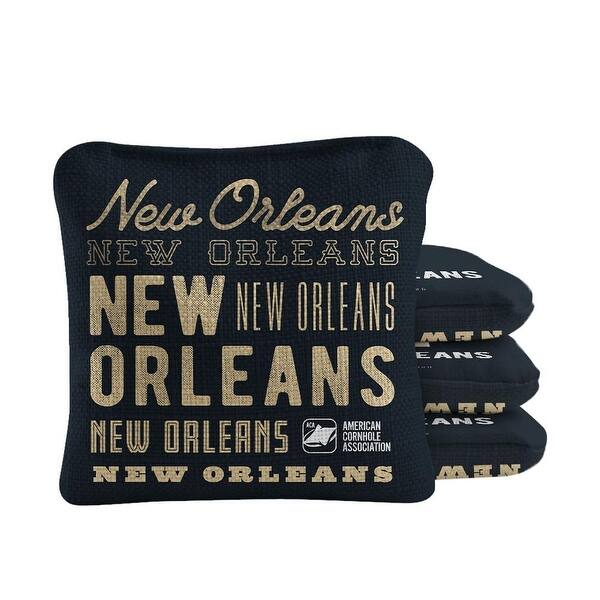 slide 2 of 4, New Orleans Football Black Dual Sided Cornhole Bags