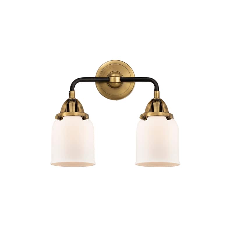 Innovations Lighting 288-2W-13-13 Bell Vanity Bell 2 Light 13" Wide - Black Antique Brass / Matte White