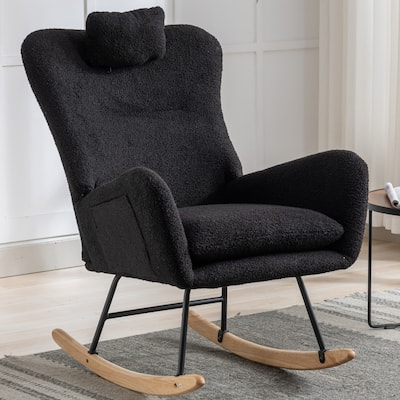 Black 30.3" Rocking Chair with Glider