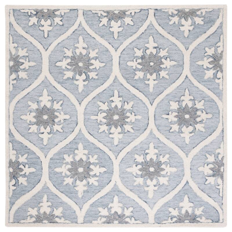 SAFAVIEH Handmade Metro Olguta French Country Wool Rug - 6' Square - Grey/Ivory