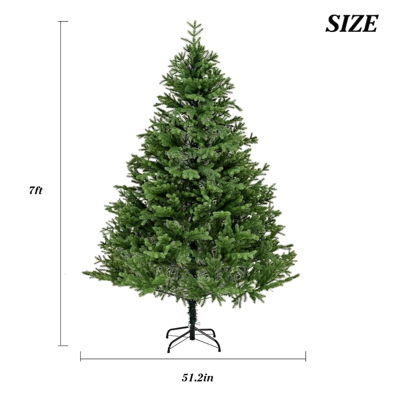 Premium 7FT Spruce Full PE Christmas Tree Unlit Hinged Branches With Foldable Metal Stand