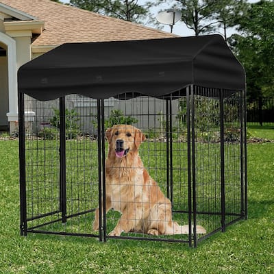 GARPROVM Outdoor 4ft x 4.2ft x 4.5ft Dog Kennel with Weather-Resistant Cover