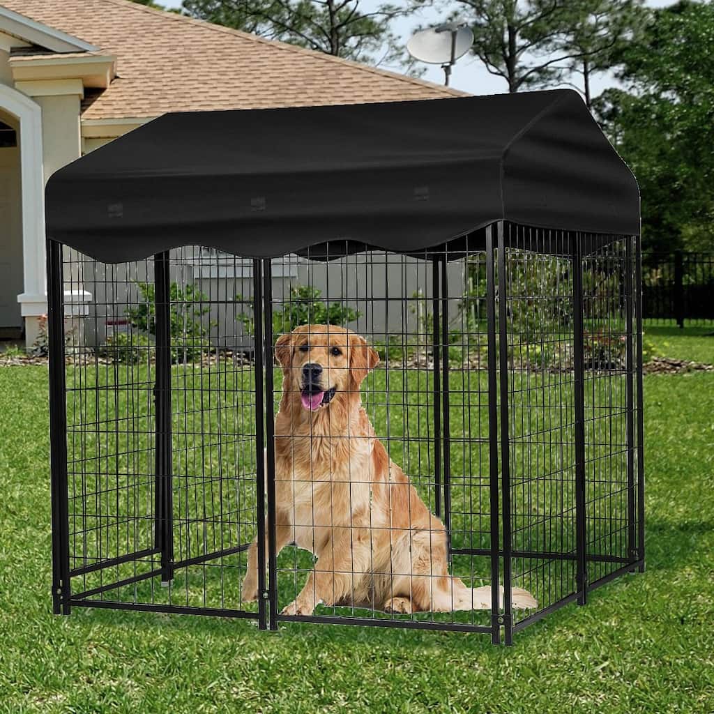 GARPROVM Outdoor 4ft x 4.2ft x 4.5ft Dog Kennel with Weather-Resistant Cover