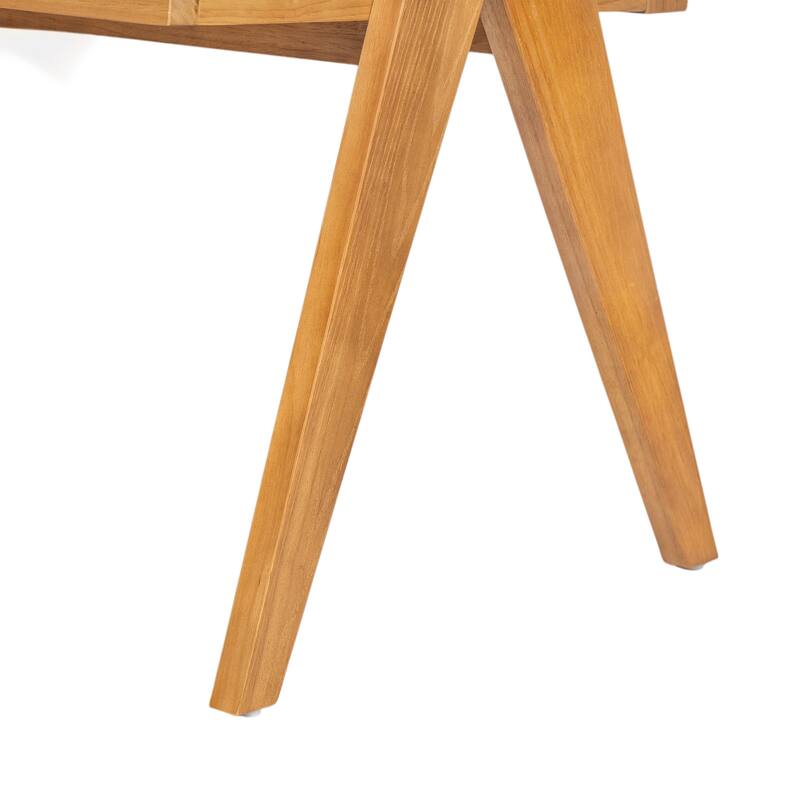 2-Piece Dining Room Arm Chairs Set with Square Rattan Backrest