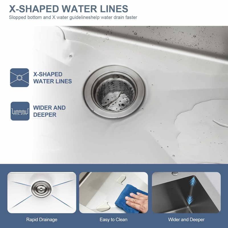 Lordear 36" Large Utility Sink Free Standing Outdoor Stainless Steel Deep Laundry Sink with Faucet