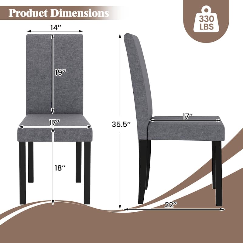 Gymax Dining Chair Set of 4 Fabric Upholstered Rubber Wood Legs Side
