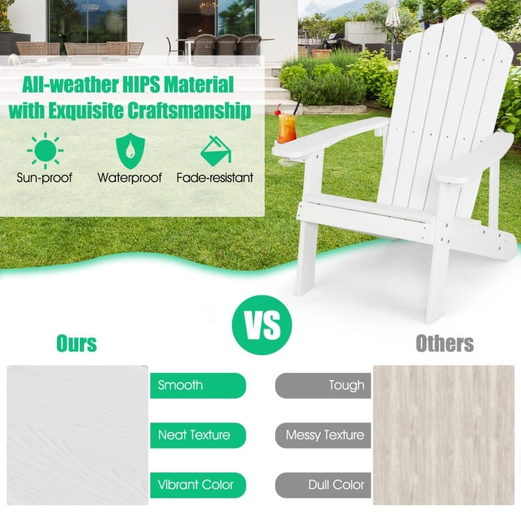 Weather Resistant HIPS Outdoor Adirondack Chair with Cup Holder - 33.4" x 30" x 37"