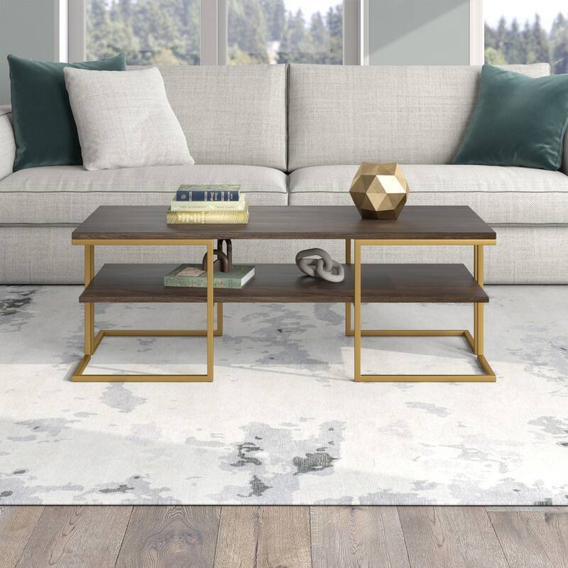 Stylish Steel Coffee Table with Shelf for Living Room and Office Organization - 30” x 30” x 22”
